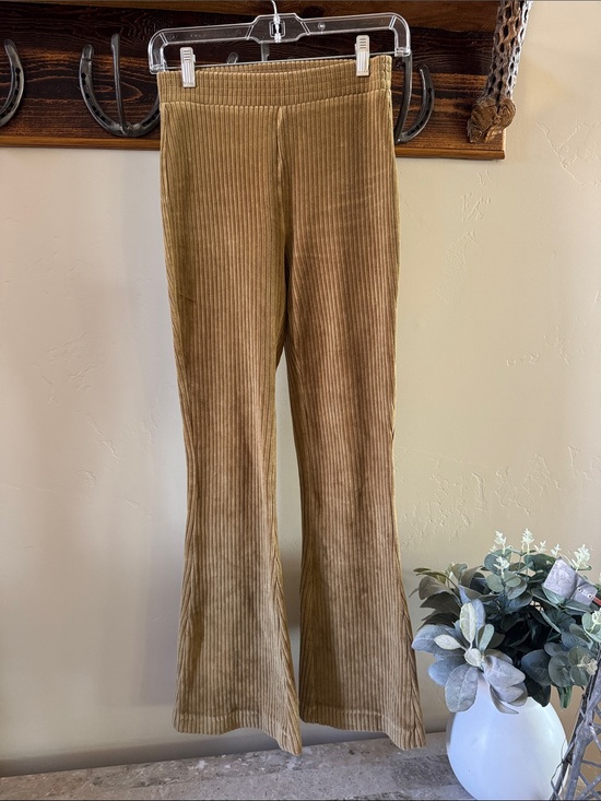 aerie Pants - Aerie Ribbed Velour Flared Pants in Camel